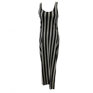 Just Love Black/Grey Striped Maxi Dress Size M